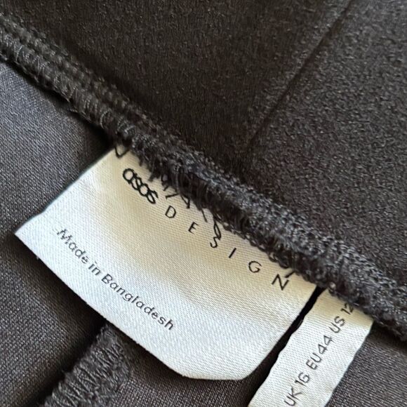 Asos Design Pants Pull On Wide Leg New Black Stretchy Womens Size 12 - Picture 6 of 7